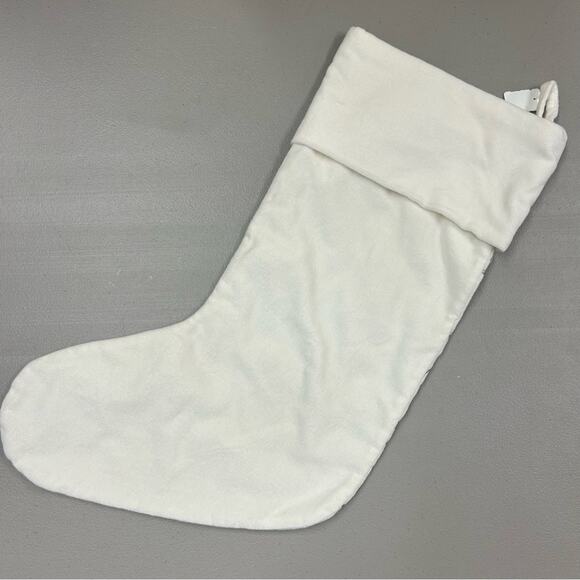 Pottery Barn Sarita Handa White Gold Embroidered Holiday Christmas Stocking NEW - Picture 3 of 4